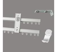Fineline Double Curtain Track White Wall Mounted Heavy Duty Aluminium Bendable Curtain Rails Tracks Set With 132-170mm Face (wall) Fix Pro Support (300cm (118 Inches))