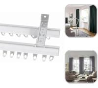 Fineline Double Curtain Track White Wall Mounted Heavy Duty Aluminium Bendable Curtain Rails Tracks Set With 113mm Face (Wall) Fix Support (400cm (157.4 Inches))