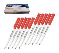 Fineliner Sign Pens, RED, Pack of 10, Medium Point (1.0mm), STIBM25 Singing Writing Pens, Large Ink Reservoir, Ideal for Business Office School Use, iVAIDEX