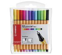 STABILO Fineliner point 88 MINI – Wallet of 12 – Assorted Colours