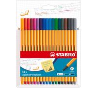 Fineliner - STABILO point 88 - Pack of 18 - Assorted Colours