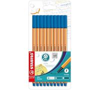 Fineliner - STABILO point 88 - Wallet of 10 - Blue