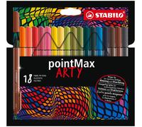STABILO Fineliner pointMax - ARTY - Pack of 18 - Assorted Colours
