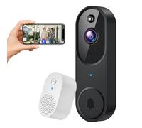 FineLuck Video Doorbell Camera Wireless with Doorbell Receiver, Battery Powered, AI Human Detection, 2-Way Talk, 2.4G Wi-Fi, Cloud Storage, Indoor Outdoor Surveillance (Black)