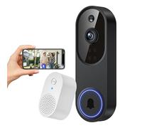 FineLuck WiFi Video Doorbell Camera Wireless with Doorbell Receiver, AI Human Detection, 2-Way Talk, 2.4G Wi-Fi, Battery Powered, Cloud Storage, Indoor Outdoor Surveillance (Black)
