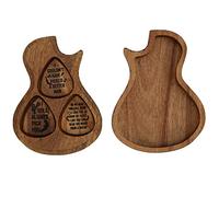 Finely Polished Guitar Picks, 3-piece Retro Mini Wooden Guitar Pick Set, Portable Guitar Accessories with Arabic Rubber Box for Various Guitar Practice