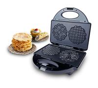 FineMade Pizzelle Non-Stick Electric Cookie Press with Snowflake Design, Holds Two Traditional Italian Cookies (4") at a Time, Recipe Included