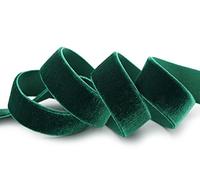 finemark 3 m x 16 mm elastic velvet ribbon dark green (871) velour extremely stretchy on one side velvet 20% elastane for sewing
