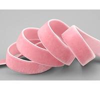 finemark 3 m x 16 mm Elastic Velvet Ribbon Pink (257) Velour Stretch Band Extremely Stretchy One Sided Velvet 20% Elastane for Sewing