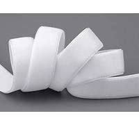finemark 3 m x 22 mm Elastic Velvet Ribbon White (401) Velour Extremely Stretchy One Side Velvet 20% Elastane for Sewing