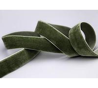 finemark 3 m x 22 mm velvet ribbon, green-brown (642 loden green) decorative ribbon, velour, one-sided velvet, fixed edge velvet ribbon for sewing, decorating.