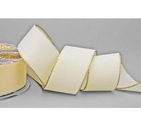 finemark 3 m x 36 mm Velvet Ribbon 564G Cream Gold Velvet with Gold Edge Velvet Velour Gift Ribbon Elegant Gift Packaging Decoration Christmas Ribbon Sewing