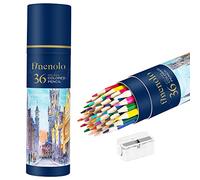 finenolo 36 Colouring Pencils with Sharpener, Hexagonal Colour Pencils in Tube, Oil-Based Coloured Pencils Set, Art Supplies for Adults & Kids, Drawing & Sketching Set