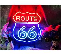 FINEON Real Glass Neon Sign ROUTE 66 Metal Frame 42X32CM decoration Light Beer Bar Pub Garage Room