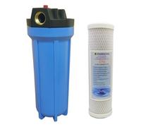 Finerfilters 10" Standard Blue Water Filter Housing With 3/4" Ports, Prv & 5 Micron Carbon Block Filter