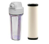 Finerfilters 10" Standard Clear Water Filter Housing With Newton Ultra Obe Ceramic Water Filter - 1/2" Ports, Fittings Inc. For 1/4" Push Fit