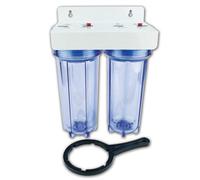 Finerfilters 10" Standard Double Water Filter Housing With 3/4" Bsp Brass Ports