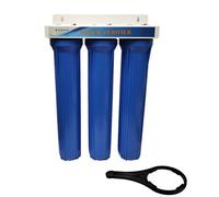 Finerfilters 20" Standard Dechlorinator Triple Water Filter Housing With Pp + Gac + Cto With Hozelock Type Connections