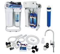Finerfilters Dental Reverse Osmosis Pure Water Filter System - 100Gpd With Double Di Filters, Booster Pump, Inline Tds Meter, And Chrome Tap
