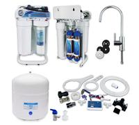 Finerfilters Dental Surgery Rodi Pure Water Filter System With Di Filters, Booster Pump, Inline Tds Meter, Chrome Tap - 75Gpd - 6.5L Tank (Ss)