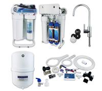 Finerfilters Dental Surgery Rodi Pure Water Filter System With Di Filters, Booster Pump, Inline Tds Meter, Chrome Tap - 100Gpd - 10L Tank