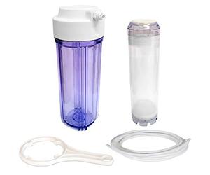 Finerfilters Fluidised Bed or Phosphate Reactor Filter System - 10" Clear Housing with 1/4" Connections, Refillable Media Cartridge and 5M of Tubing