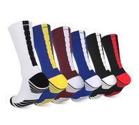 Finerview Elite Basketball Socks 6 Pairs, Premium Mid Calf Athletic Socks for Adult & Youth, Mixed 6 Pack, Large