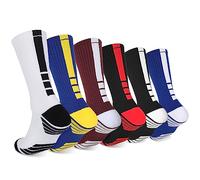 Finerview Elite Basketball Socks 6 Pairs, Premium Mid Calf Athletic Socks for Adult & Youth, Mixed 6 Pack, Large