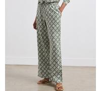 Finery Eden Linen Viscose Print Pull On Tie Waist Trousers GREEN IKAT SIZE 20