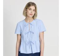 Finery London 100% Cotton Bridie Stripe Top BLUE STRIPE SIZE 10