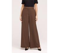 Finery London Addie Regular Twill Wide Leg Trouser In Chocolate Chocolate