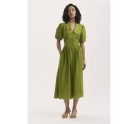 Finery London Arianna Embroidered Cotton Midi Dress In Olive Olive 20