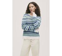 Finery London Audrenia Knitted Striped Long Sleeve Top In Aqua Aqua