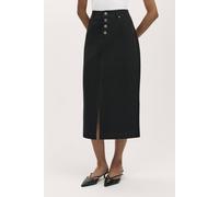 Finery London Beth Cotton Button-Front Midi Skirt In True Black True Black 22