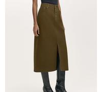 Finery London Beth Cotton Canvas Midi Skirt BLACK SIZE 10