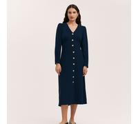 Finery London Caprice Rich Crepe Long Sleeve Midi Dress NAVY SIZE 10