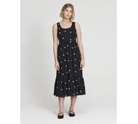 Finery London Cara Cotton Floral Daisy Embroidered Dress Petite BLACK SIZE 10