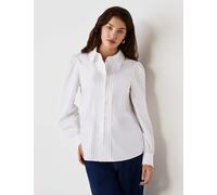 Finery London Cotton Rich Pintuck Blouson Sleeve Shirt White
