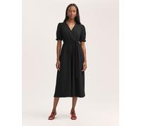 Finery London Crepe V-Neck Tie Waist Midi Wrap Dress Black