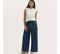 Finery London Dixie Denim Drawstring Wide-Leg Trousers Short INDIGO SIZE 10