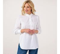 Finery London Elizabeth Ruffle Detail Cotton Poplin Shirt WHITE SIZE 10