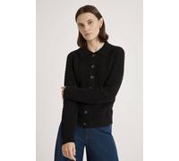 Finery London Emlyn Cotton Knitted Collared Cardigan In Black Black