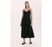 Finery London Emmie Cotton Strappy Midi Tiered Dress In Black Black 10