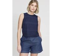 Finery London Gloria Cotton Broderie Sleeveless Top In Dark Navy Dark Navy