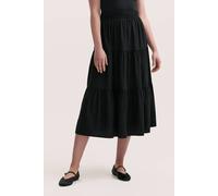 Finery London Harleen Cotton Tiered Midi Skirt In Black Black