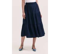 Finery London Harleen Cotton Tiered Midi Skirt In Dark Navy Dark Navy 10