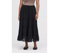 Finery London Imani Cotton Tiered Midi Skirt In Black Black
