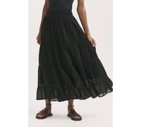 Finery London Imani Cotton Voile Tiered Midi Skirt In Black Black