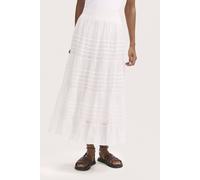 Finery London Imani Cotton Voile Tiered Midi Skirt In White White 22