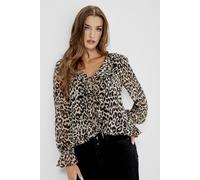 Finery London Janelle Printed Chiffon Blouse In Light Tan Light Tan